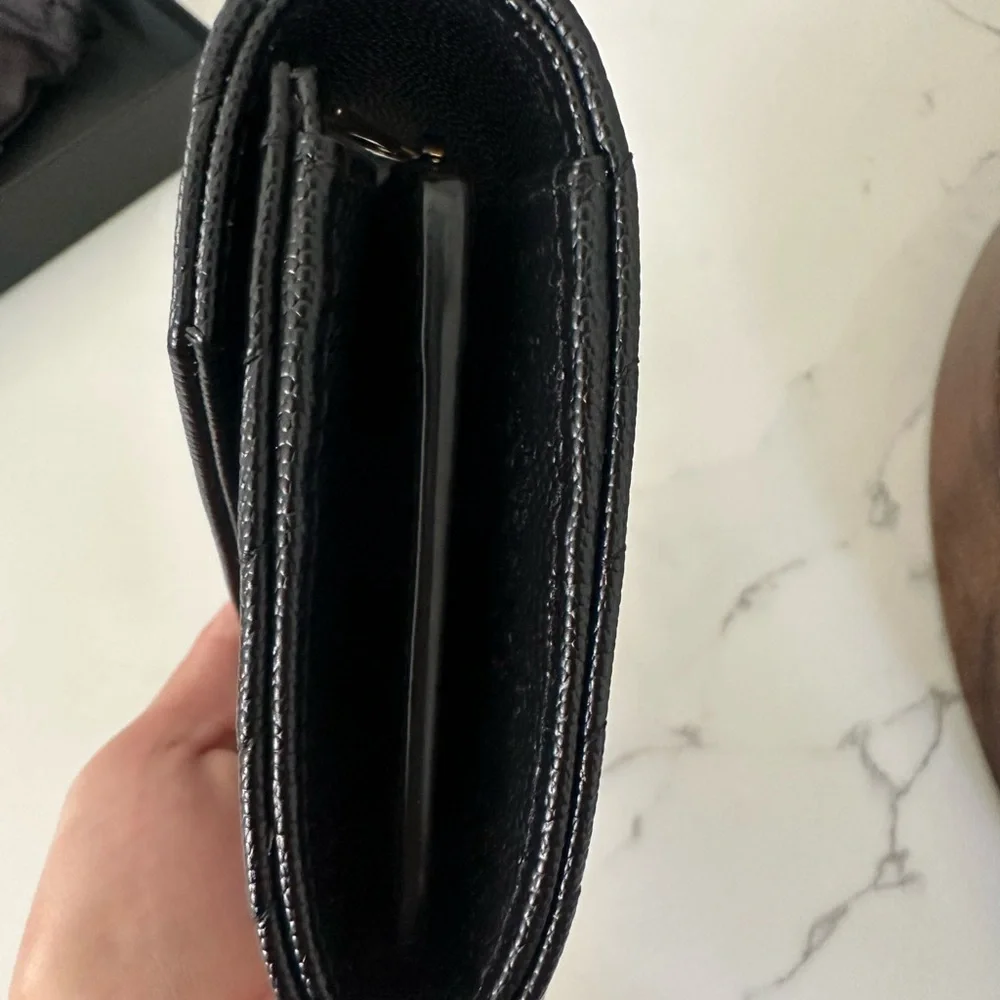 Saint Laurent Black Quilted Leather wallet Gold YSL Logo - Picture 6 of 10